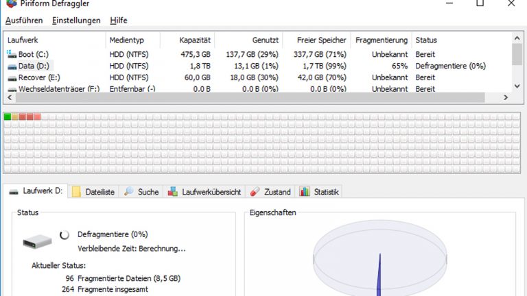 PC Reparatur Defraggler Defraggler am Laufen