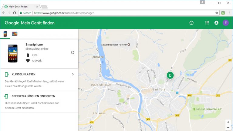 Das Android-Smartphone mit Google suchen