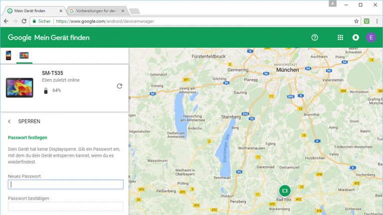 Android-Tablet mit Google orten