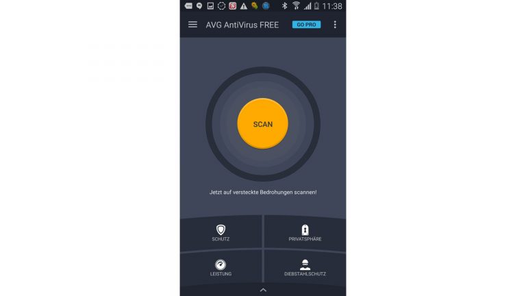 Virenschutz Smartphone AVG Scan AVG führt einen Scan durch