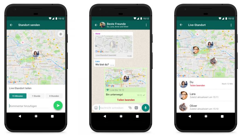 Live-Standort-Feature auf Smartphone