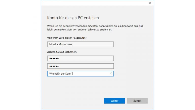 Windows 10 Konto einstellen Konto einstellen