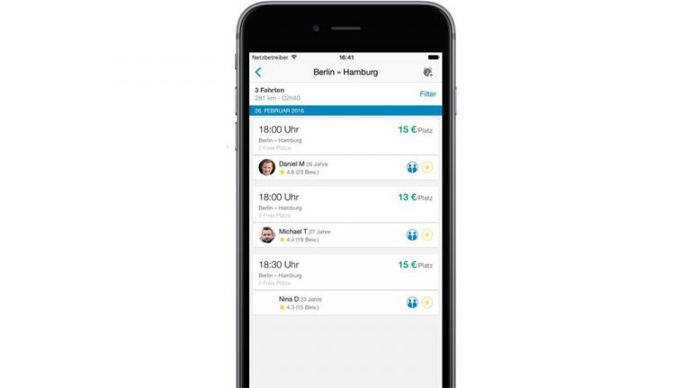 Tag: Mitfahrer suchen eine Fahrgelegenheit in der App “BlaBlaCar”