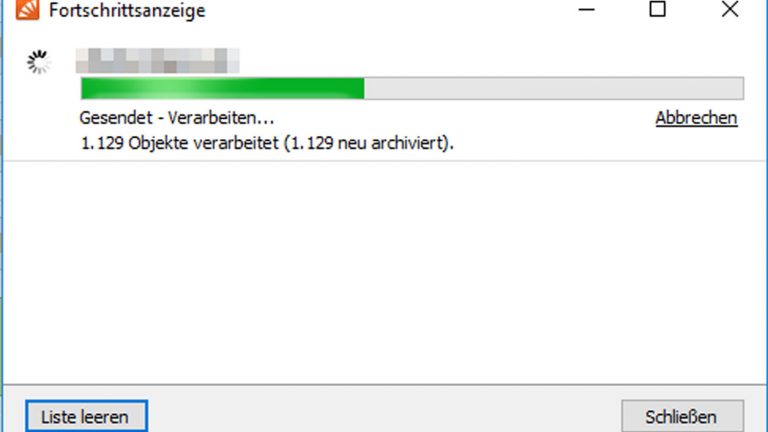 EMails archivieren Der Vorgang zum Archivieren kann etwas dauern