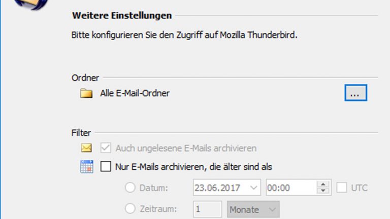 EMails sichern Mit Mozilla Thunderbird archivieren Sie nur ausgewählte Ordner