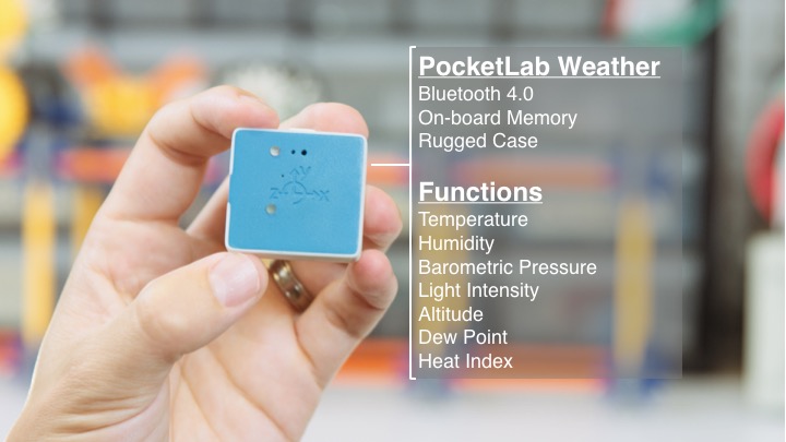 PocketLab Weather mit Spezifikationen und Funktionen aufgelistet