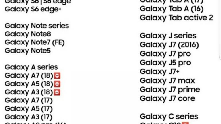 Samsung Galaxy Android Updates Liste Samsung Galaxy Android Updates
