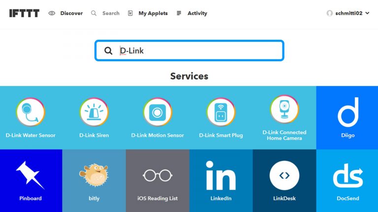 In IFTTT nach dem Anbieter der Steckdose suchen
