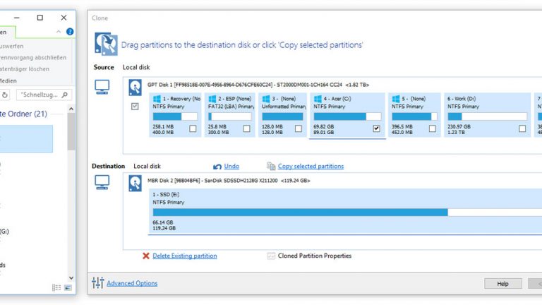 Windows PC schneller machen klonen Reflect Free startet ein Klonvorgang