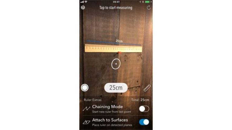 Zollstock-Funktion von “AR MeasureKit”