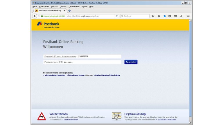 Bitbox Banking Online Banking mit Bitbox zum Beispiel als Kunder der Postbank