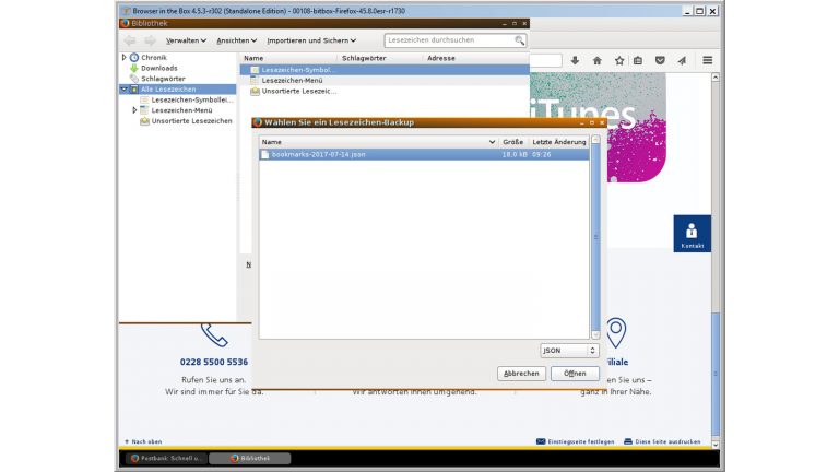 Bitbox Import Lesezeichen in Bitbox importieren