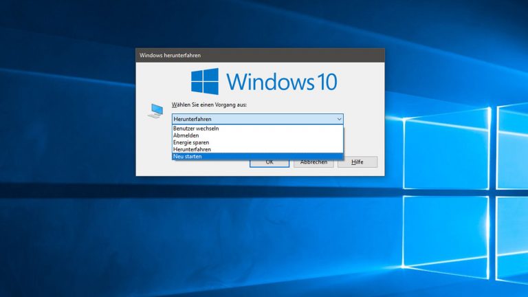 Windows 10 Startmenü öffnet nicht Neustart Tastenkombination Alt + F4 für Neustart