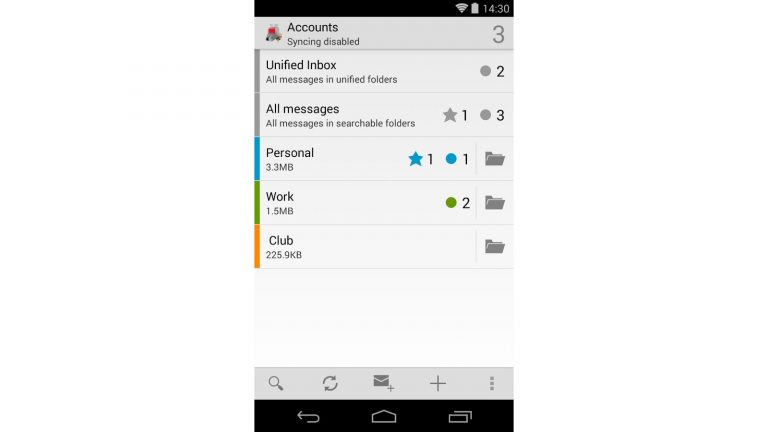 E-Mail App kostenlos K-9-Mail Ansicht der На главную von “K-9-Mail”