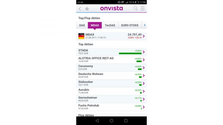 Finanz-App iPhone Onvista Aktienkurse in der App onvista