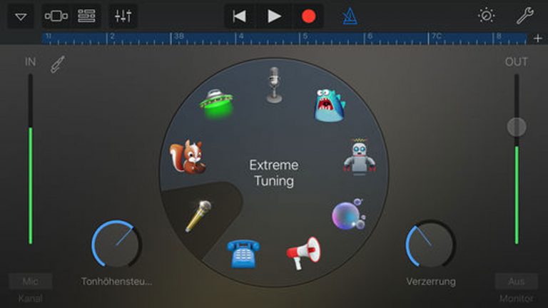 GarageBand Klingelton erstellen “GarageBand”-Einstellungsmenü zur Aufnahme und zum Schneiden