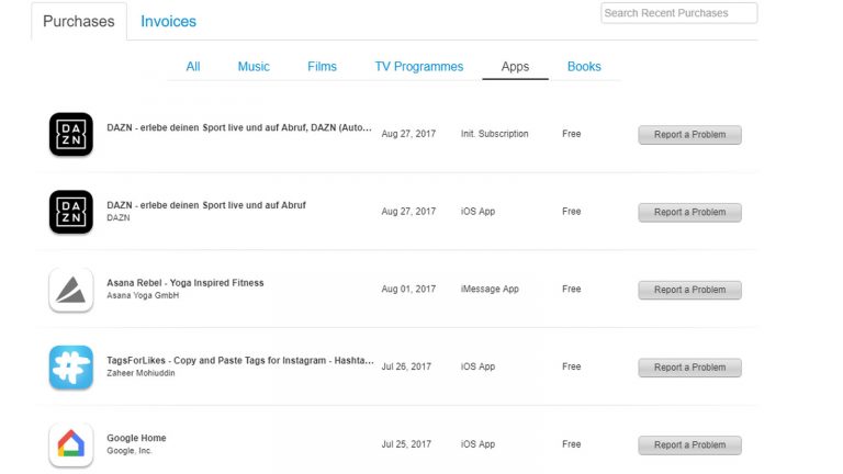 App auswählen die zurückgegeben werden soll