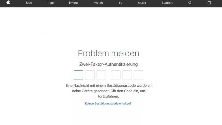 Bestätigungscode zur Authentifizierung eingeben