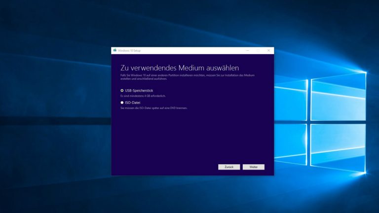 Windows 10 USB Boot auswählen Microsoft Windows Media Creation Tool Benutzeroberfläche