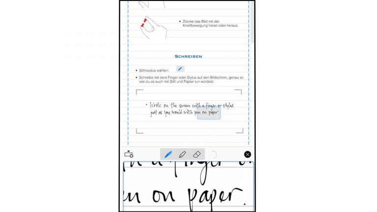 Apple pencil Apps Notes Plus Bearbeitung von Handschriften in “Niotes Plus”