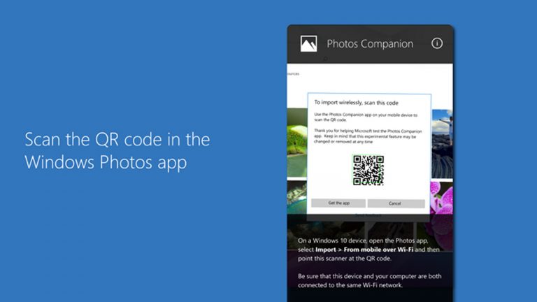 Microsoft Photos Companion vorgestellt QR Code in der Windows Photos App