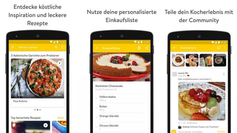 Screenshots Rezepte-App Kitchen Stories