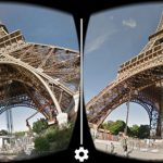 Der Eiffelturm als Stereobild auf einem iPhone mit VR-Headset