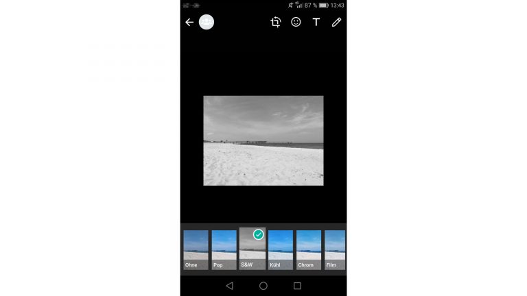 WhatsApp Bilder bearbeiten Filter Schwarz-Weiß-Aufnahme per WhatsApp-Fotofilter