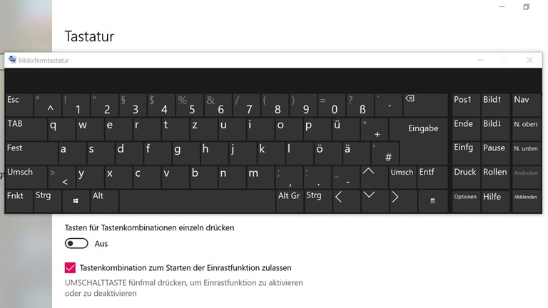 bildschirmtastatur windows