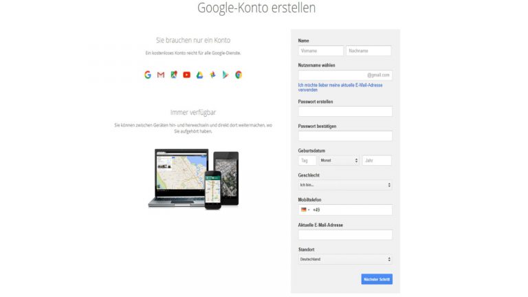 Chrome Lesezeichen synchronisieren Konto erstellen Google-Konto erstellen
