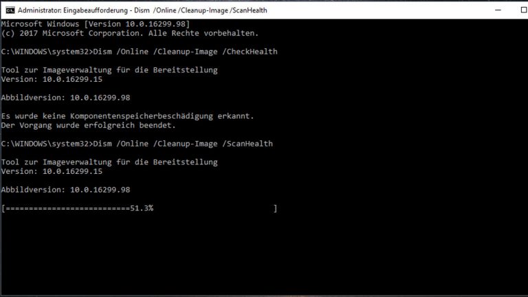 Windows 10 Explorer stürzt ab Admin DISM-Befehle in der Eingabeaufforderung