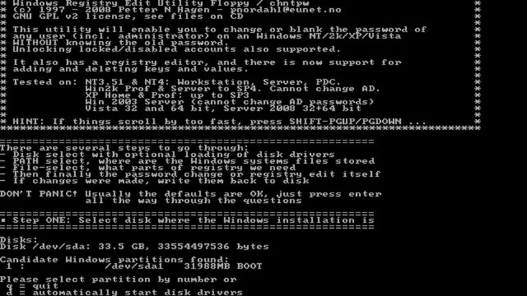 Windows 10 Passwort vergessen Code Der “Offline NT Password & Registry Editor”