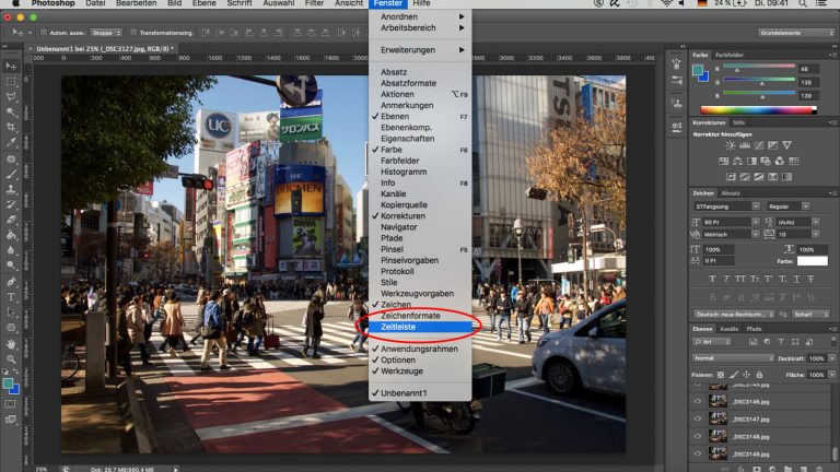 GIF erstellen Photoshop Zeitleiste für ein GIF über Photoshop einblenden