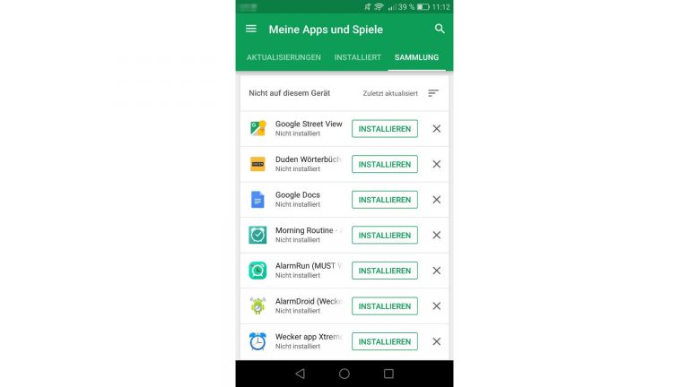 Sammlung im Google Play Store