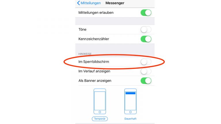 iOS Sperrbildschirm Mitteilungen Vorschau deaktivieren iOS Sperrbildschirm Mitteilungen Vorschau deaktivieren