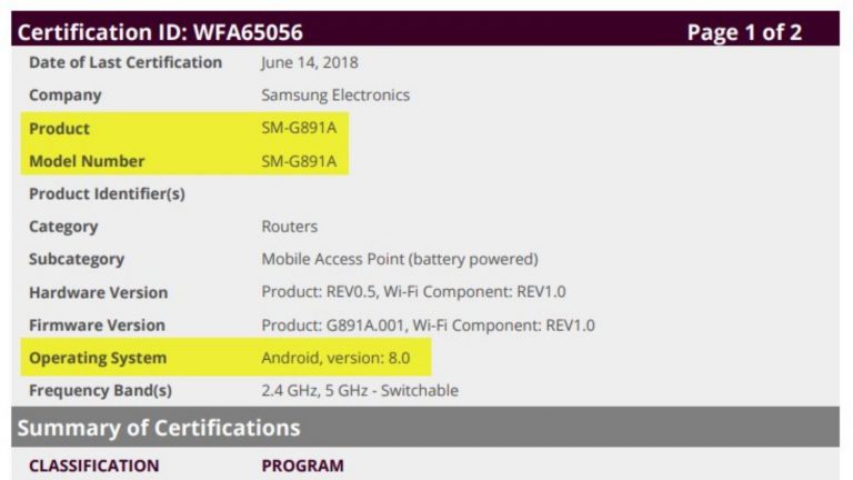 Galaxy S7 Active Zertifikat Galaxy S7 Active Zertifikat