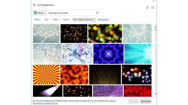Bildersuche Bing-Bildersuche für Word-Dokumente