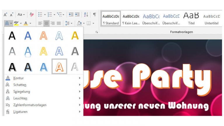 Texteffekte Texteffekte im Word-Dokument