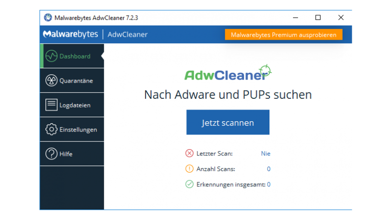Adware suchen Screenshot AdwCleaner На главную