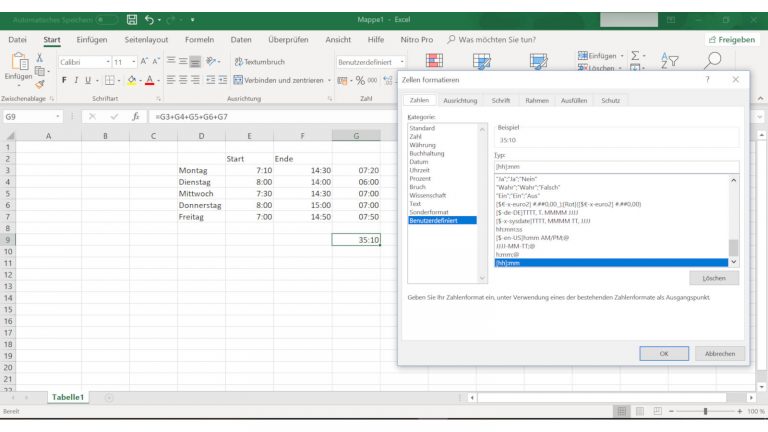 Rechnen mit Excel Stundenzahl in Excel ermitteln lassen
