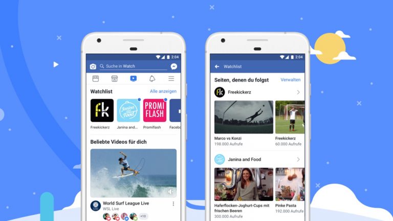 Facebook Watch Benutzeroberfläche am Smartphone