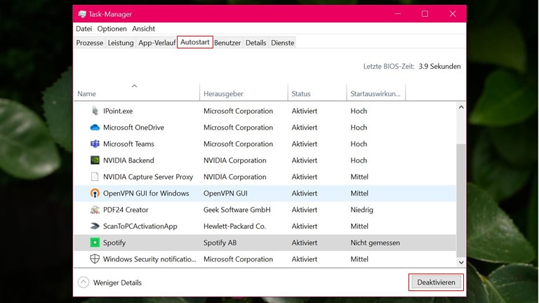 Windows 10 schneller machen: So kommt der PC auf Touren Windows 10 Autostart aufräumen