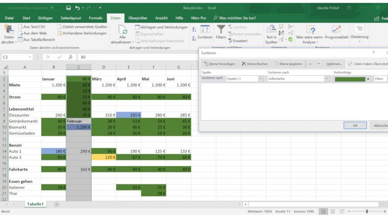 Excel Farben sortieren Zellen in Excel nach Farben filtern und zählen