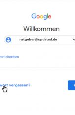 Login-Seite des Google-Kontos zeigt die Option Passwort vergessen
