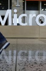 Microsoft-Logo auf Ausstellung