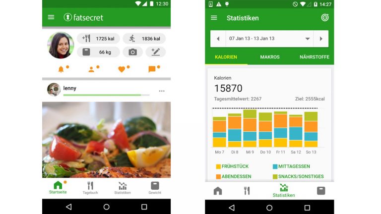 Kalorienzähler-App: FatSecret zeigt deine Fortschritte