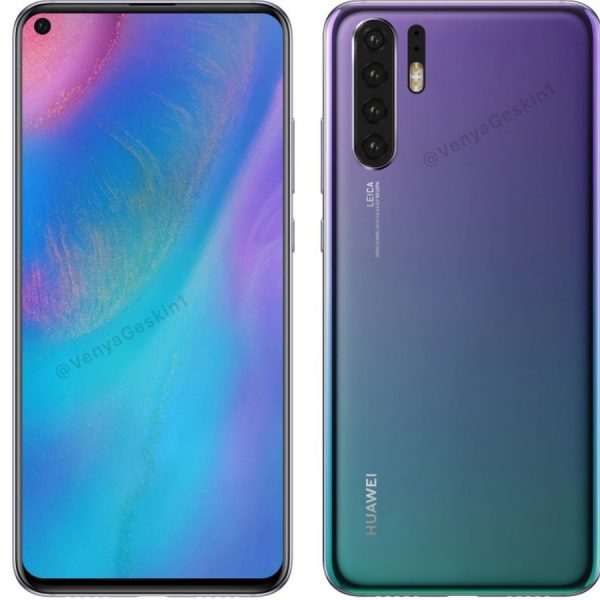 Huawei P30 Vorder- und Rückseite Konzeptbild