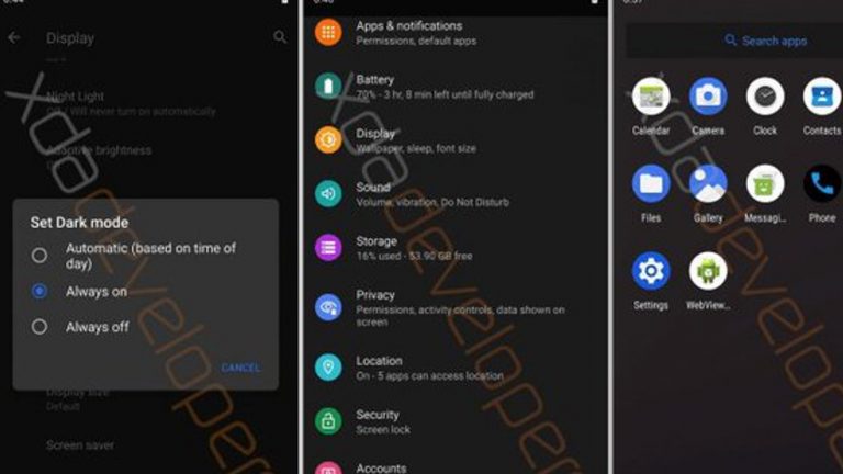 Sreenshots Dark Mode Android Q
