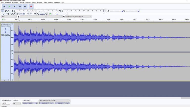 Track mit Audacity langsam ausblenden, um natürlichen Effekt zu erzeugen