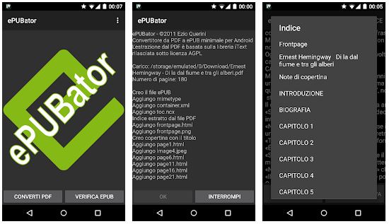 Screenshots ePUBator auf Smartphone Screenshots ePUBator auf Smartphone